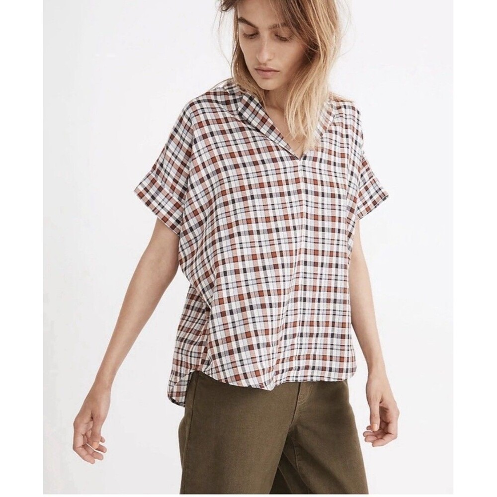 Madewell Hayden Popover Top in Burling Plaid – Women's Medium